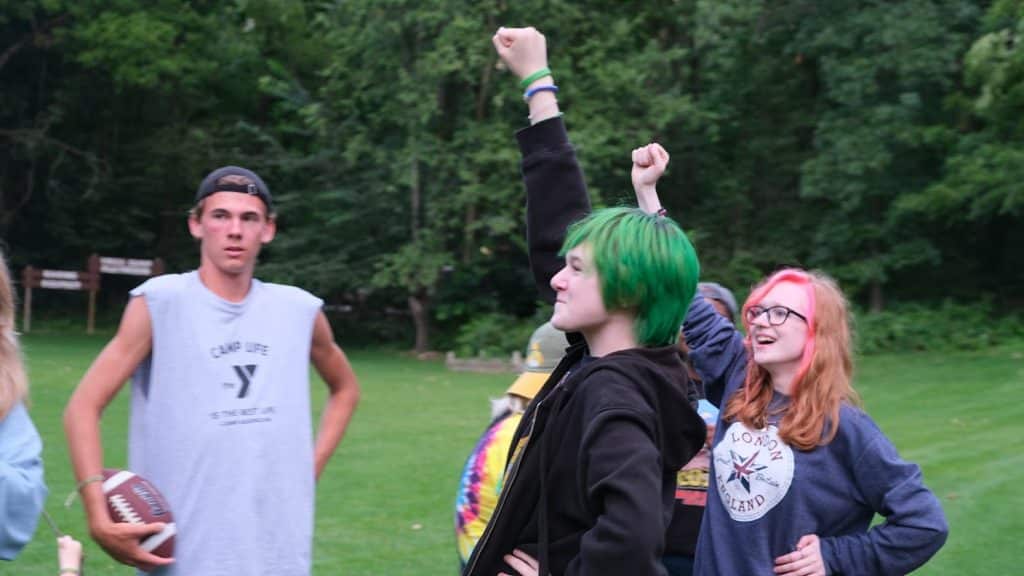 At this summer camp for LGBTQ teens, campers and counselors are cheering and laughing.