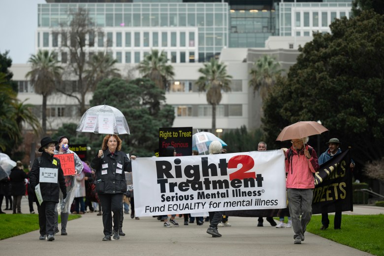 Supporters of Prop. 1 march at the state Capitol in Sacramento on Jan. 31, 2024. Photo by José Luis Villegas for CalMatters