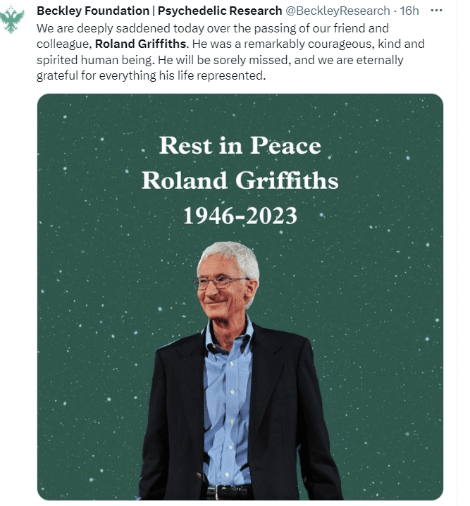 RIP Roland Griffiths, Beloved Psychedelics Researcher – MindSite News