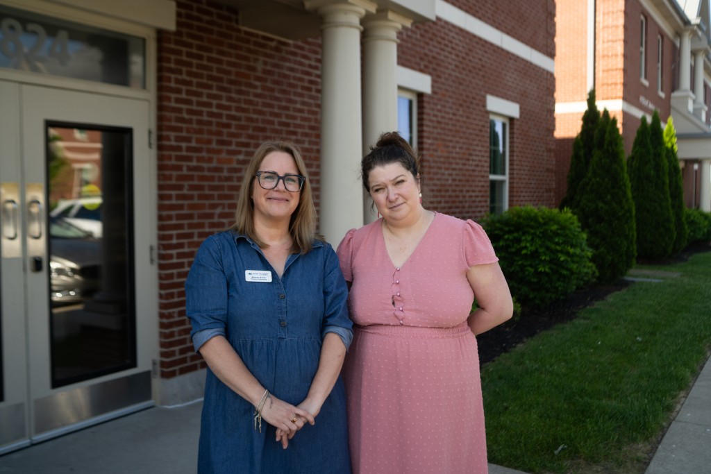 Cheri Levinson, clinic founder (right) and Stacey Annis, director of operations, in front of the Louisville Center for Eating Disorders clinic in Louisville, Kentucky.