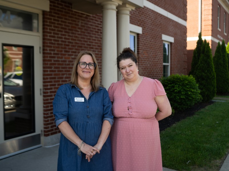 Cheri Levinson, clinic founder (right) and Stacey Annis, director of operations, in front of the Louisville Center for Eating Disorders clinic in Louisville, Kentucky.