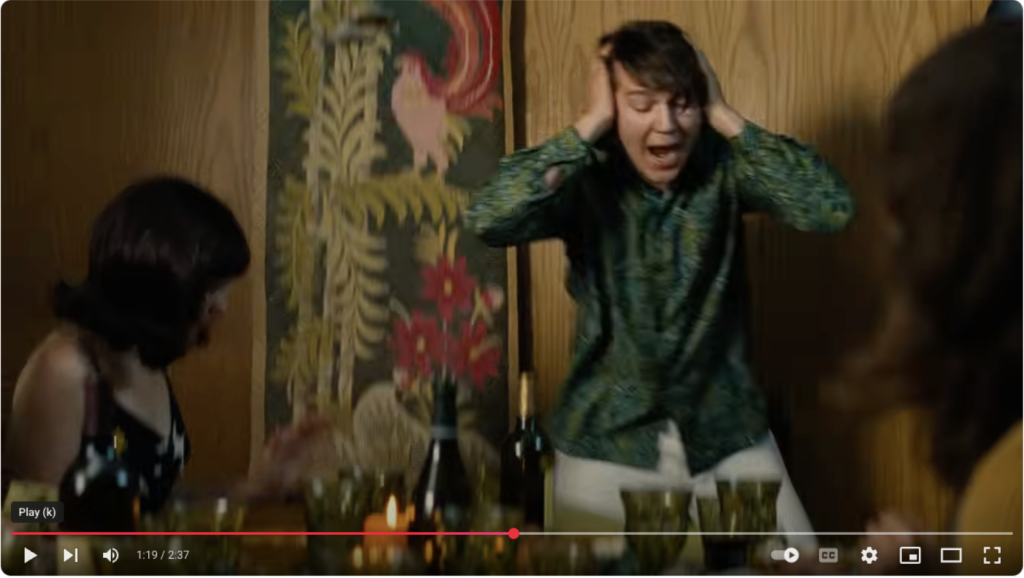 Scene from the film shows Brian Wilson screaming