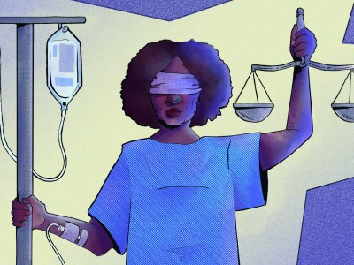 Illustration highlights the debate over forced hospitalization.