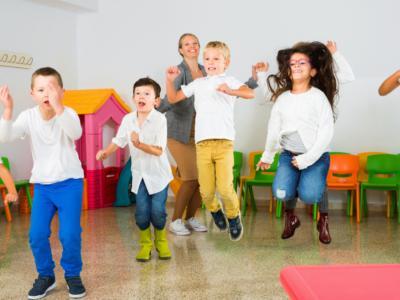 A group of children jumping