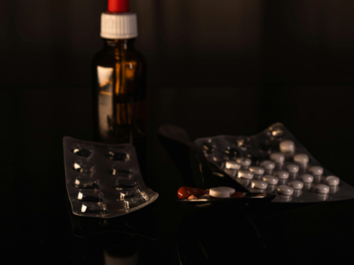 A photo of pills and other unidentified drugs